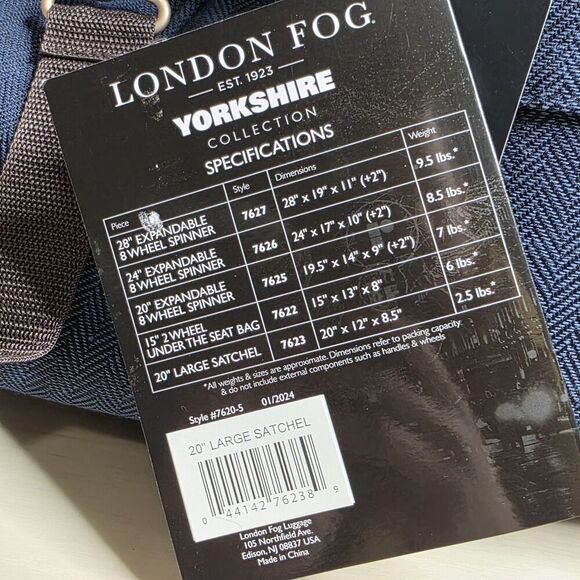 London Fog Yorkshire Large Satchel Bag Navy Blue New with Tags - Picture 8 of 13